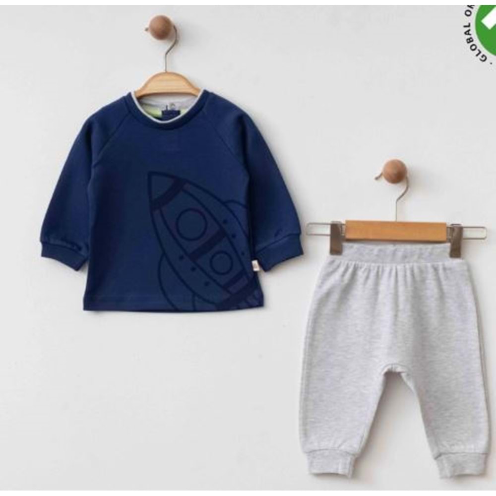 Eslenza Erkek Bebek Pijama Takımı - Eslenza - LACİVERT - 6-AY - 0063-LACİVERT-6-AY