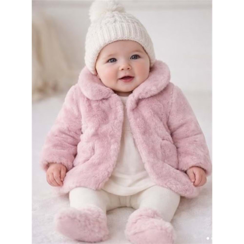 Mayoral Kız Bebek Tüylü Mont - Mayoral - PEMBE - 6-9 AY - 02402-PEMBE-6-9 AY
