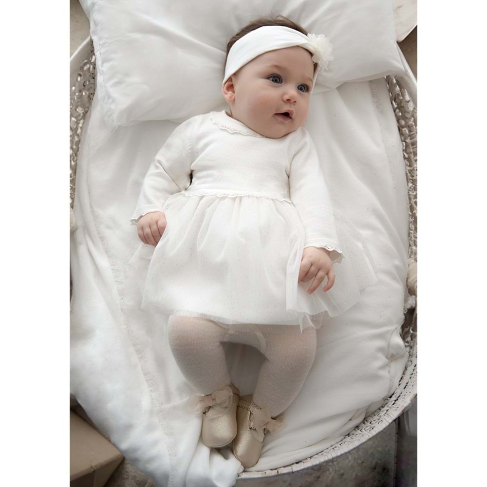 Mayoral Kız Bebek Elbise - Mayoral - BEYAZ - 0-1 AY - 02806-BEYAZ-0-1 AY