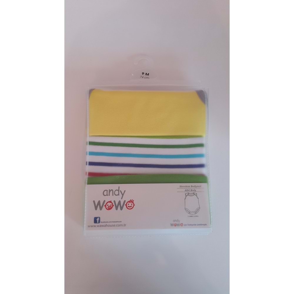 Andywawa 3LÜ BADY ATLET - RENKLİ - 6-9