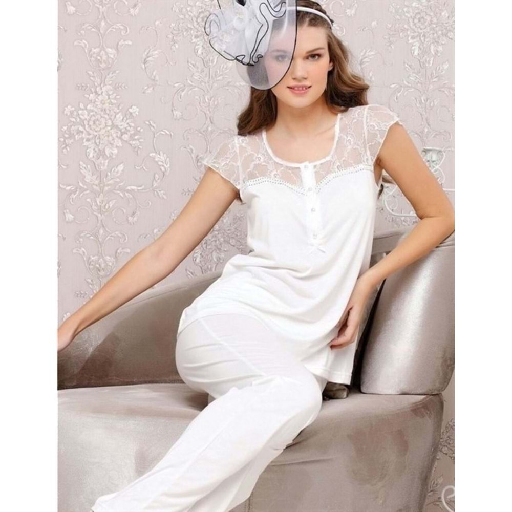 PİJAMA TAKIMI - AQUA - KREM - 42 - 14719-16391