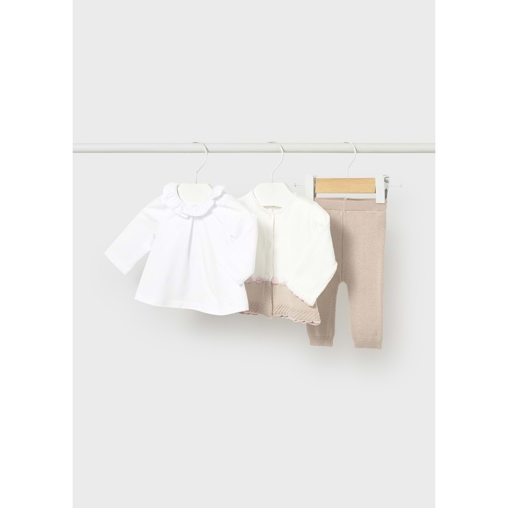 Mayoral Kız Bebek 3LÜ Triko Takım - Mayoral - ECRU - 6-9 AY - 1507-ECRU-6-9 AY