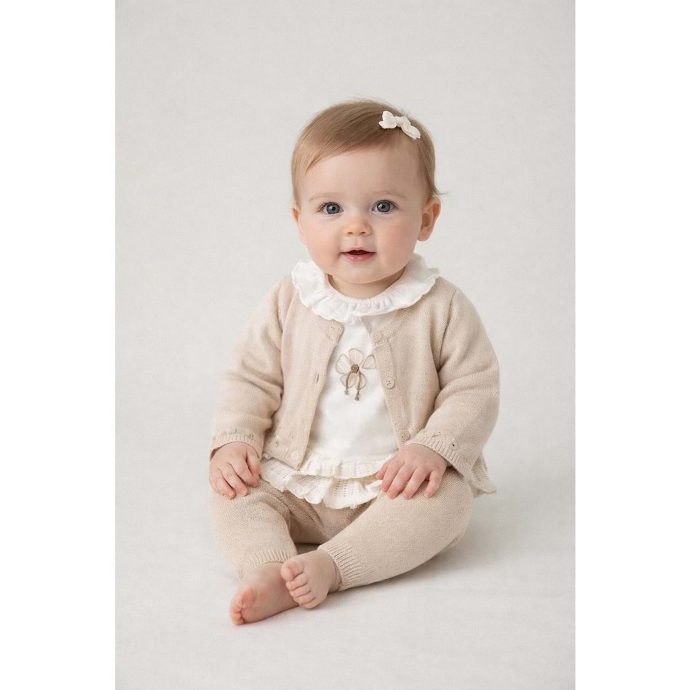 Mayoral Kız Bebek 3 Lü Takım - Mayoral - KREM - 6-9 AY - 1589-KREM-6-9 AY