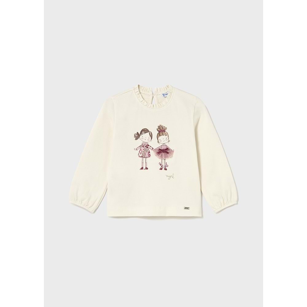 Mayoral Kız Çocuk Uzun Kol Tshirt - Mayoral - ECRU - 2 YAŞ - 2075-ECRU-2 YAŞ