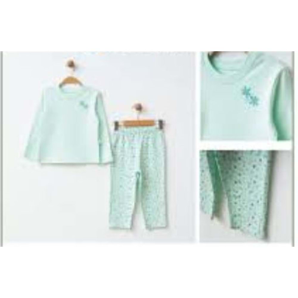 Eslenza Kız Çocuk Pijama Takımı - Eslenza - SU YEŞİLİ - 3 YAŞ - 2093-SU YEŞİLİ-3 YAŞ