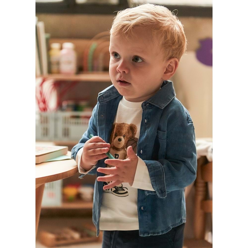 Mayoral Erkek Çocuk Kot Gömlek - Mayoral - MAVİ - 2 YAŞ - 2108-MAVİ-2 YAŞ