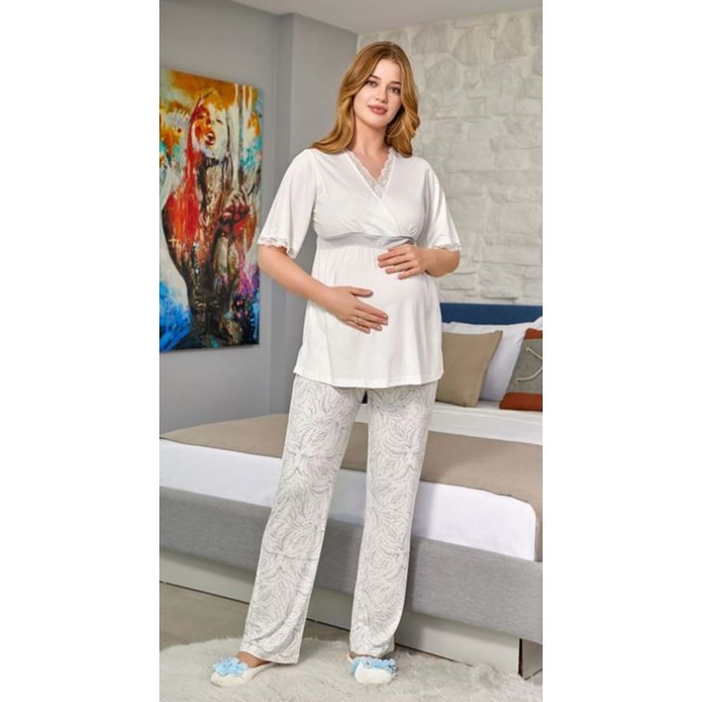 AQUA KREM ANNE PİJAMA TAKIMI - AQUA - KREM - 40 - 24668-KREM-40
