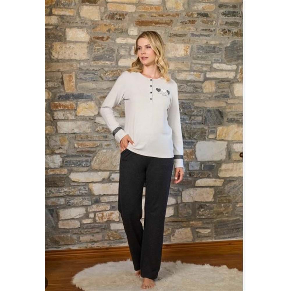 AQUA PİJAMA TAKIMI - AQUA - GRİ - 40 - 26260-GRİ-40