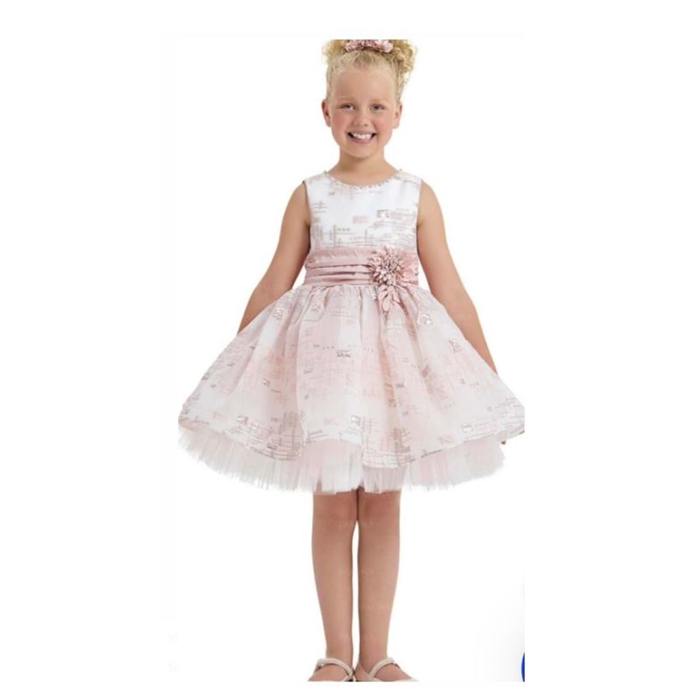 PAMİNA Kız çocuk krem -pudra elbise - PAMİNA - PUDRA - 9 YAŞ - 33067-PUDRA-9 YAŞ