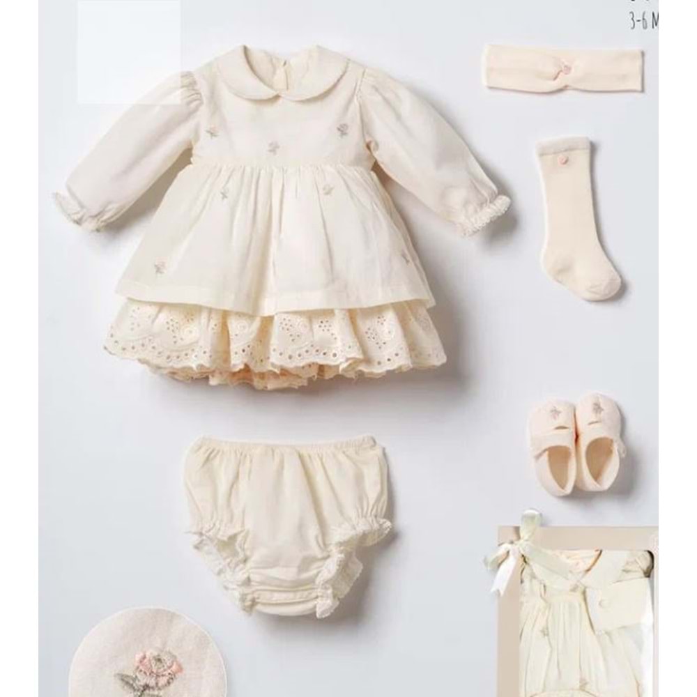 Moonstar Kız Bebek Seti - Moonstar - ECRU - 3-6 AY - 53106-ECRU-3-6 AY