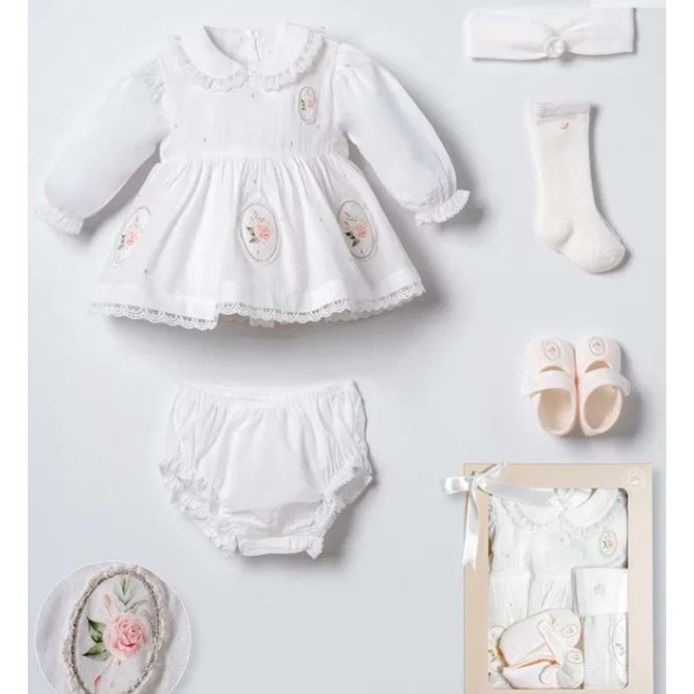 Moonstar Kız Bebek 3LÜ Set - MOONSTAR - ECRU - 3-6 AY - 53109-ECRU-3-6 AY