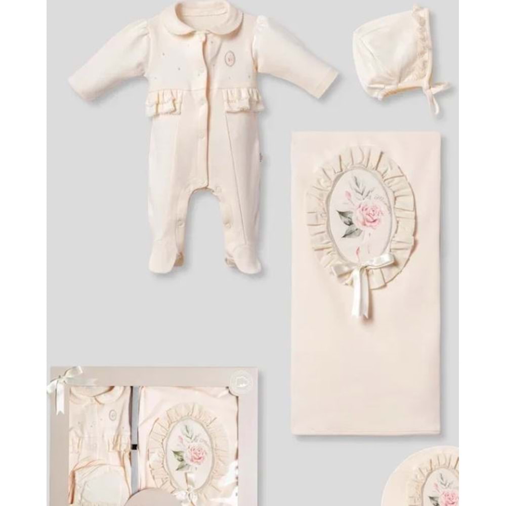 Moonstar Kız Bebek 3LÜ Set - MOONSTAR - SOMON - 0-3 AY - 53165-SOMON-0-3 AY