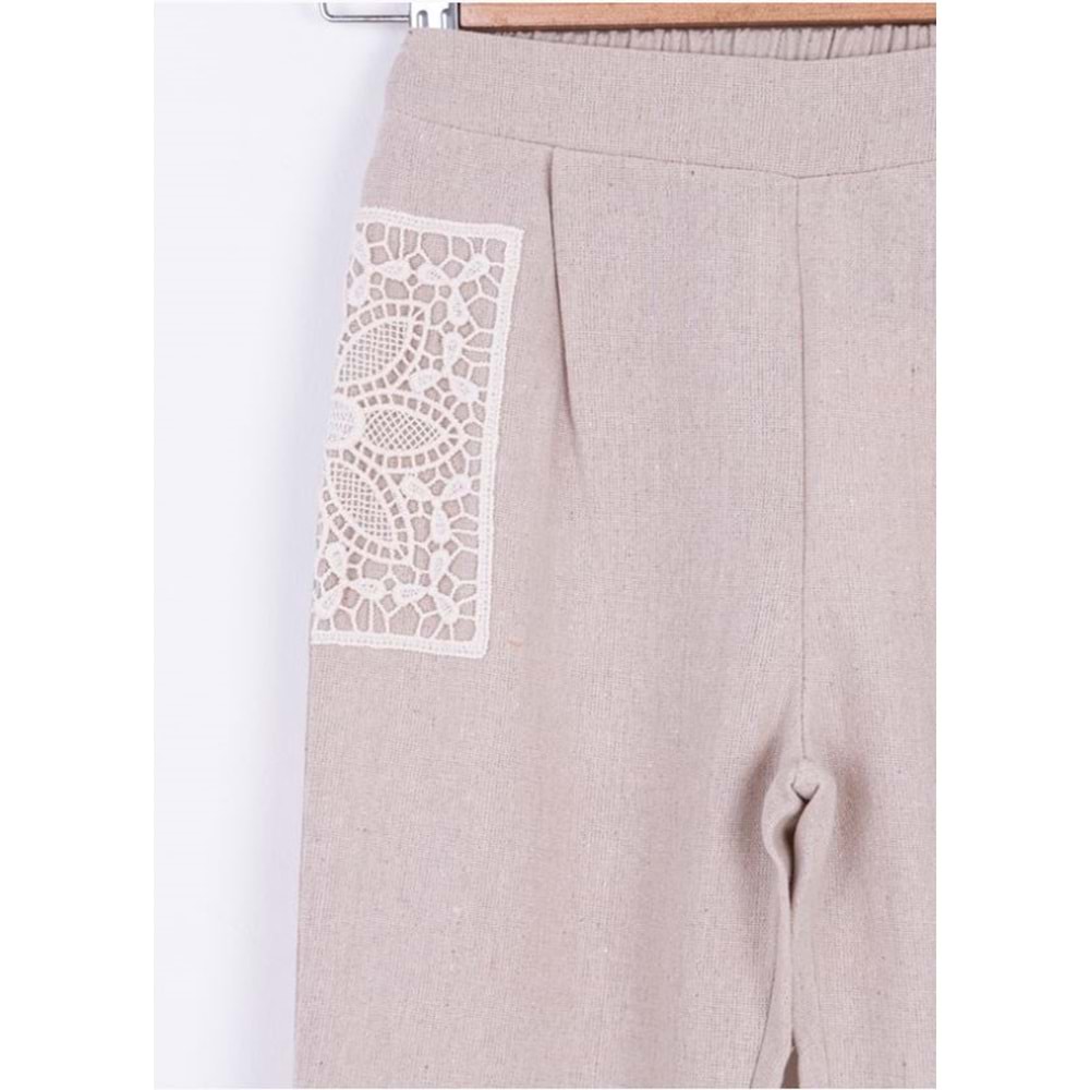 N.K. UNSEA Krem Kız Çocuk Dantelli Pantolon