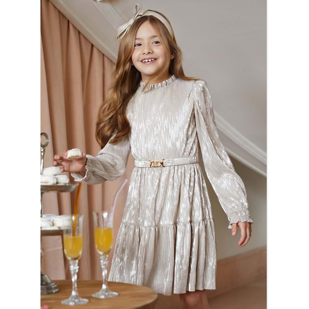 Abel & Lula Krem Kız Çocuk Elbise - Abel & Lula - BAL RENGİ - 7 YAŞ - 5534-BAL RENGİ-7 YAŞ