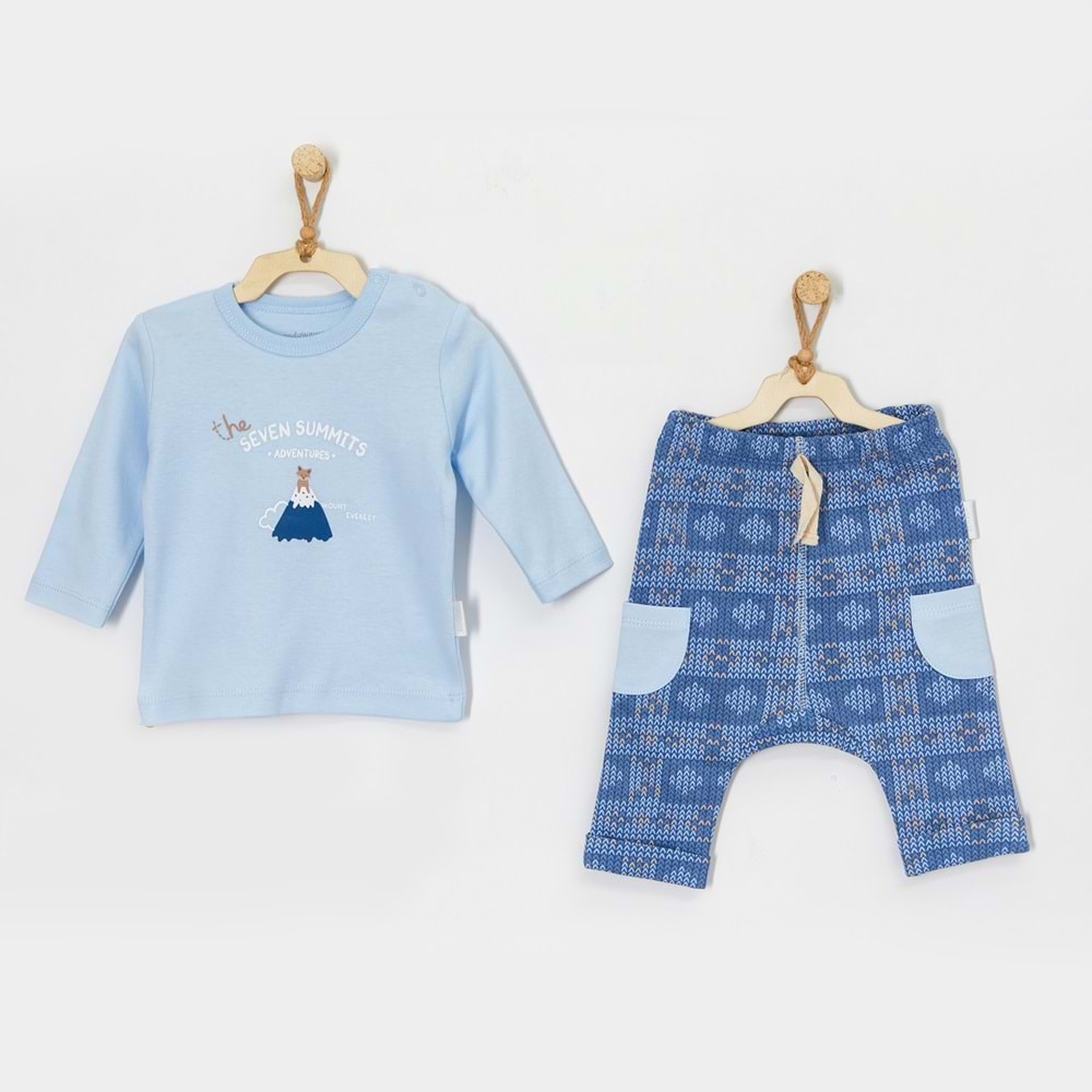 ANDYWAWA MAVİ ERKEK BEBEK 2 Lİ TAKIM - ANDYWAWA - MAVİ - 1-3 AY - AC22157-MAVİ-1-3 AY