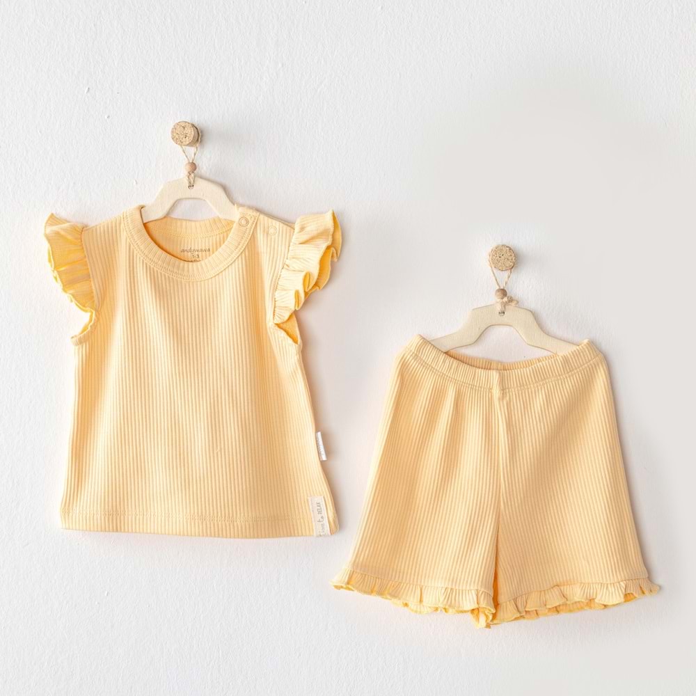 Andywawa Kız Bebek 2 Lİ Şort Takım - Andywawa - SARI - 9-12 AY - AC23655-SARI-9-12 AY