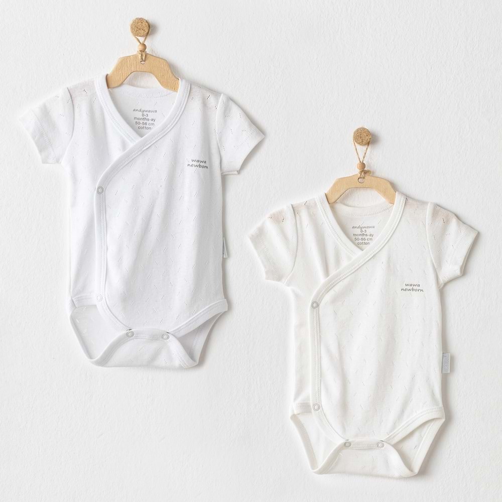 Andywawa Ecru Bebek Body 2 Lı - Andywawa - ECRU - 1-3 AY - AC23775-ECRU-1-3 AY