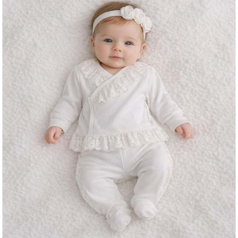 Andywawa Bebek Zıbın Takım 3 Lü - Andywawa - ECRU - 3-6 AY - AC24263-ECRU-3-6 AY