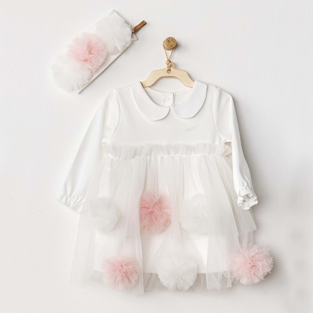 Andywawa Ecru Bebek Elbise Takım - Andywawa - ECRU - 18-24 AY - AC24500-ECRU-18-24 AY