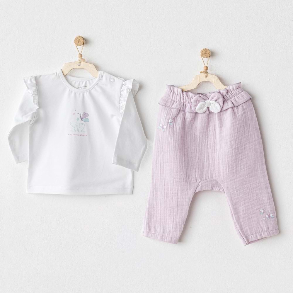 Andywawa Kız Bebek 2 Li Takım - Andywawa - LİLA - 9-12 AY - AC25578-LİLA-9-12 AY