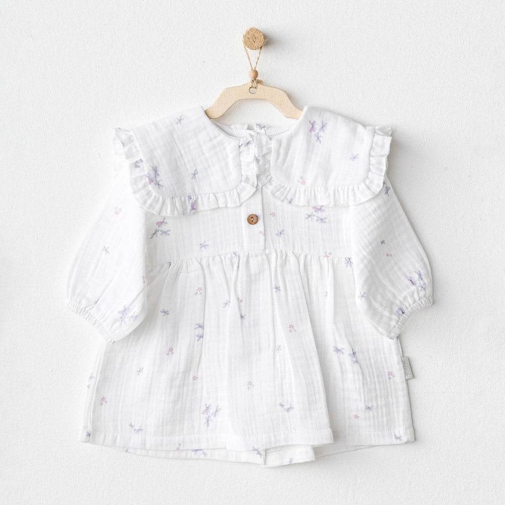 Andywawa Kız Bebek Müslin Elbise - Andywawa - BEYAZ - 3-6 AY - AC25585-BEYAZ-3-6 AY