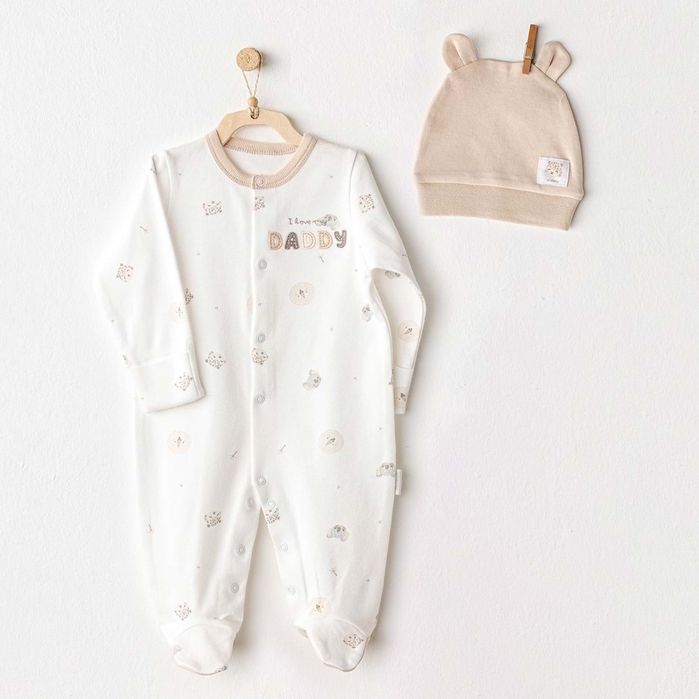 Andywawa Erkek Bebek Tulum Takım - Andywawa - ECRU - 0-1 AY - AC25853-ECRU-0-1 AY