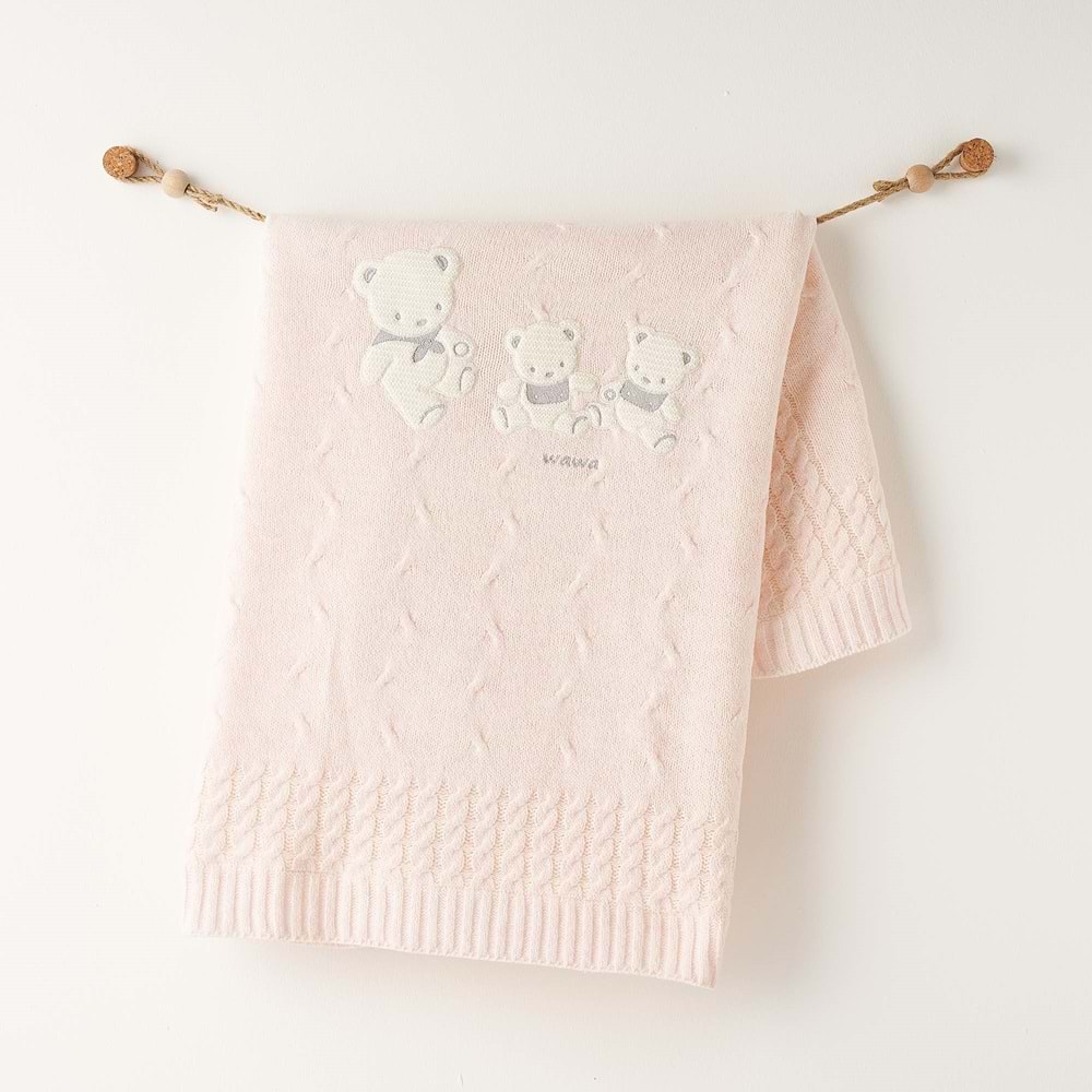 Andywawa Kız Bebek Triko Battaniye - Andywawa - PEMBE - 0-6 AY - AC26341-PEMBE-0-6 AY