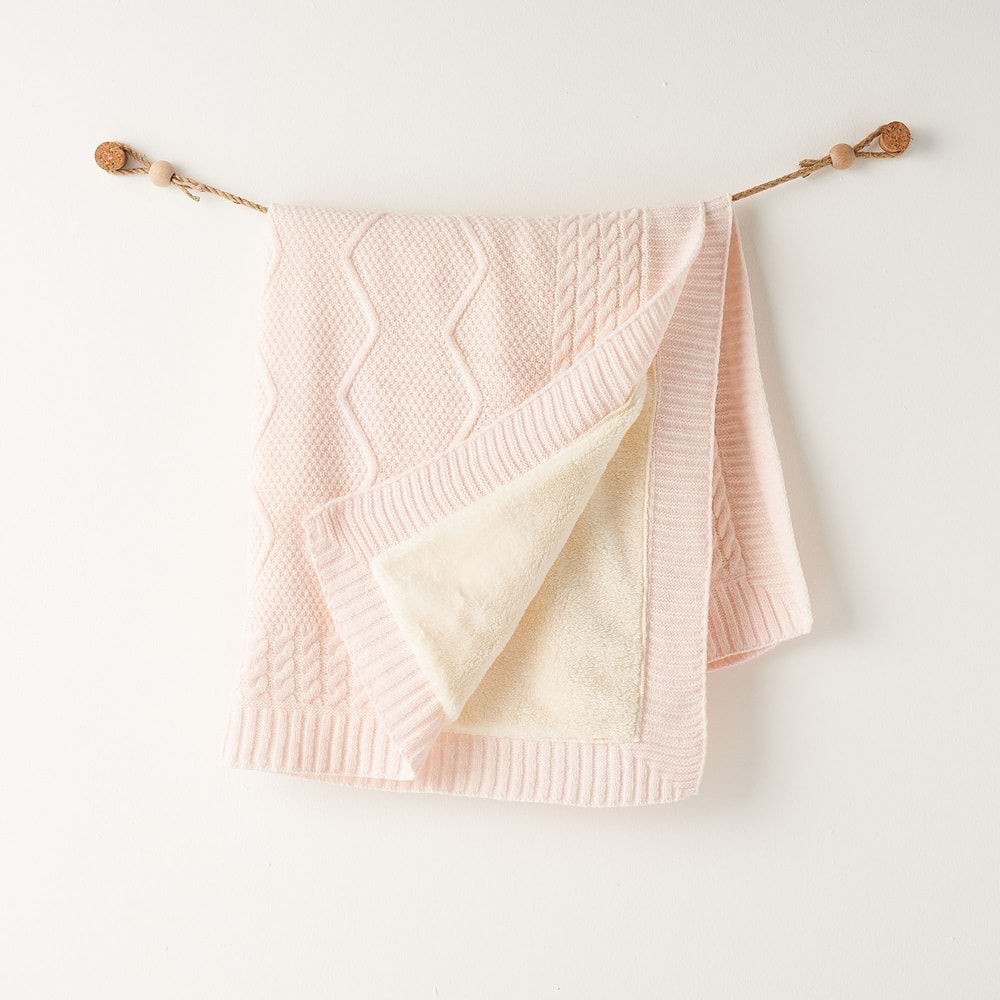 Andywawa Kız Bebek Triko Battaniye - Andywawa - PEMBE - 0-6 AY - AC26345-PEMBE-0-6 AY