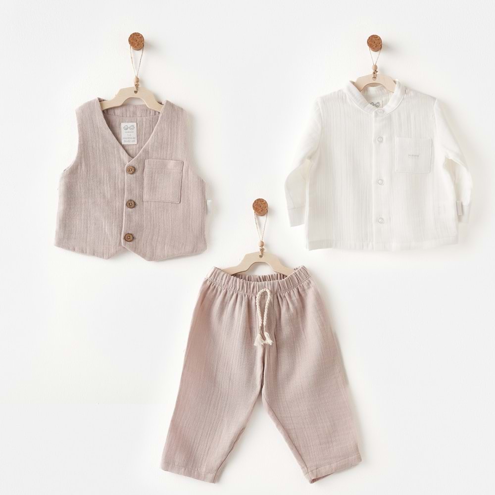 Andywawa Bebek Müslin Takım - Andywawa - BEJ - 18-24 AY - AC26734-BEJ-18-24 AY