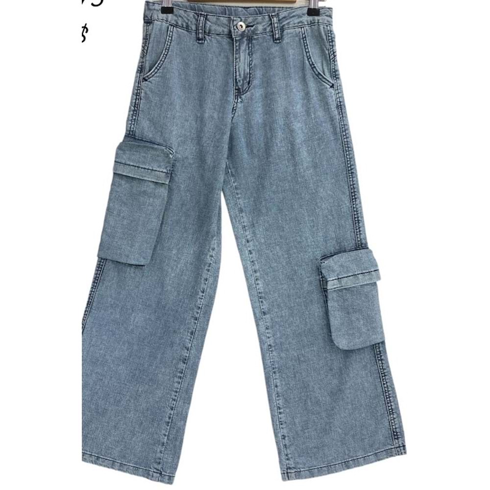 Çikoby Kız Çocuk Kot Pantolon - Çikoby - MAVİ - 11 YAŞ - CK30875-MAVİ-11 YAŞ
