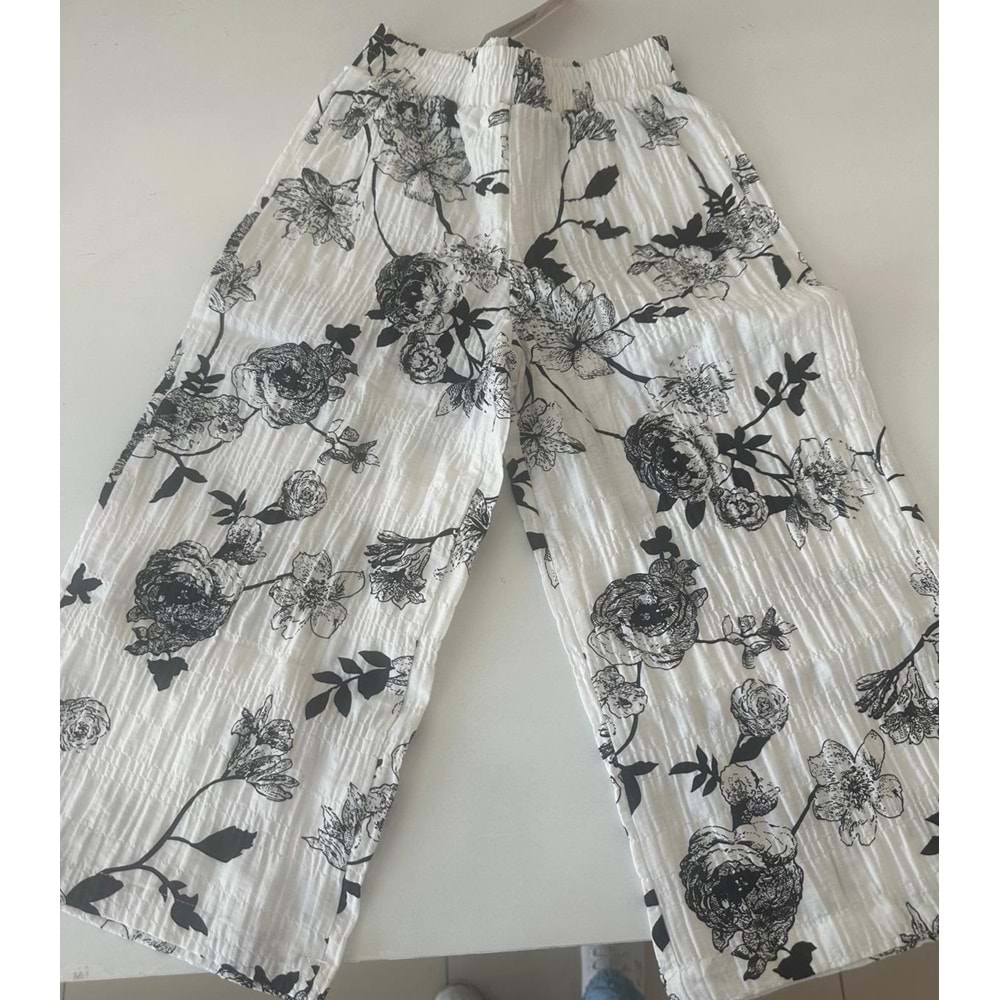 Desenli Garson Kız Dokuma Pantolon - Çikoby - BEYAZ - 8 YAŞ - CK50805-BEYAZ-8 YAŞ