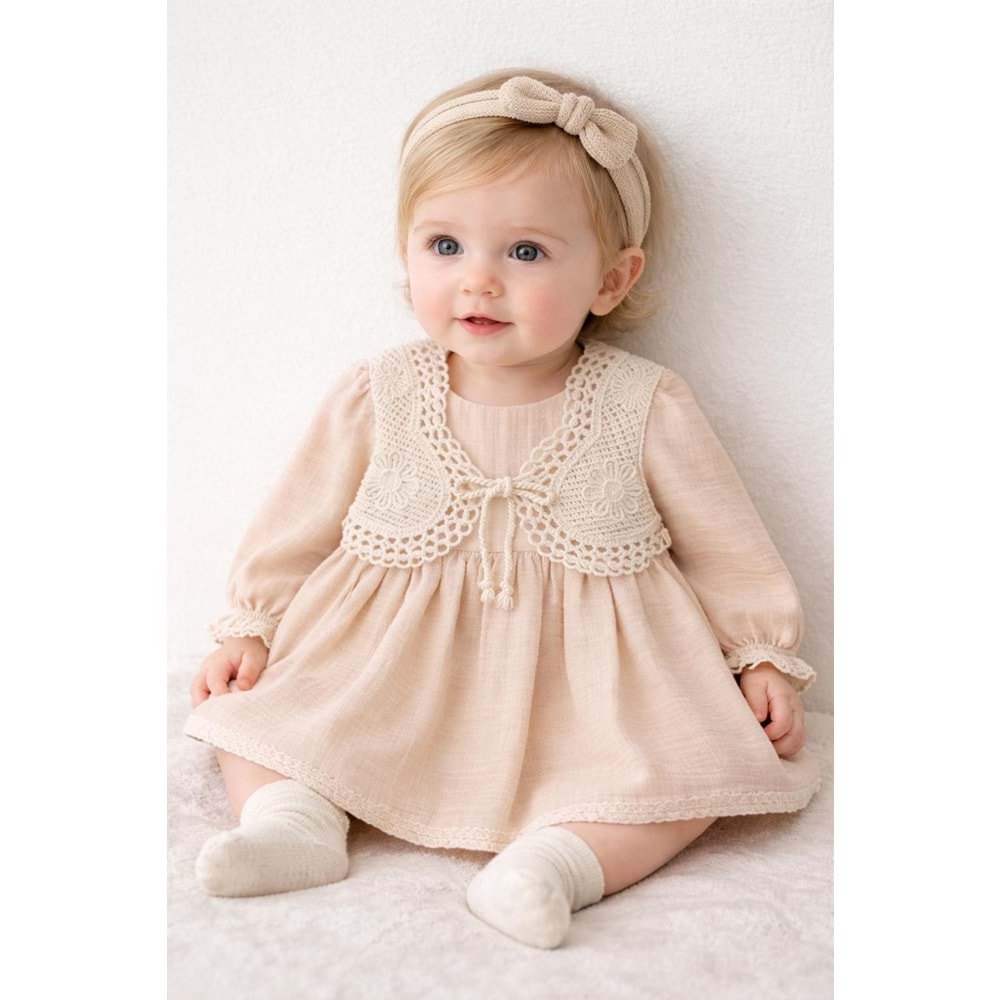 Wondress Kız Bebek Elbise - WONDRESS - ECRU - 9-AY - W2046-ECRU-9-AY