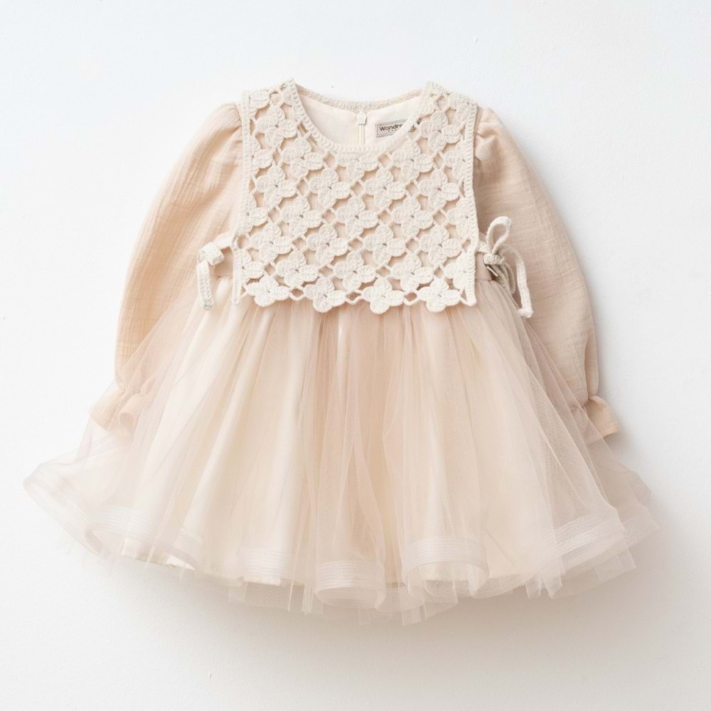 Kız bebek elbise - WONDRESS- VİZON - 9-AY - W2062-VİZON-9-AY