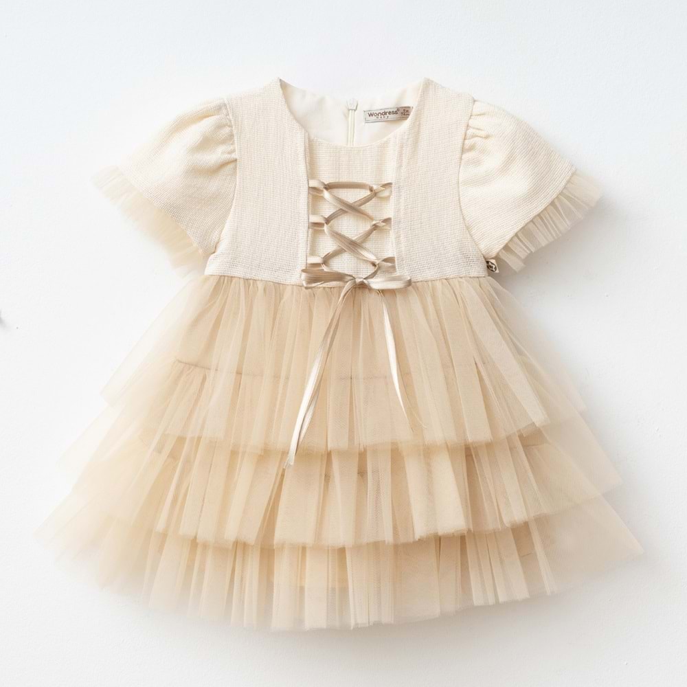Kız bebek elbise - WONDRESS - ECRU - 9-AY - W2069-ECRU-9-AY