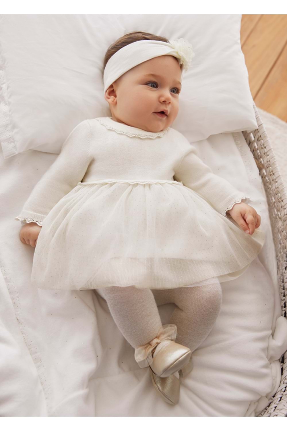 Mayoral Kız Bebek Elbise - Mayoral - BEYAZ - 0-1 AY - 02806-BEYAZ-0-1 AY