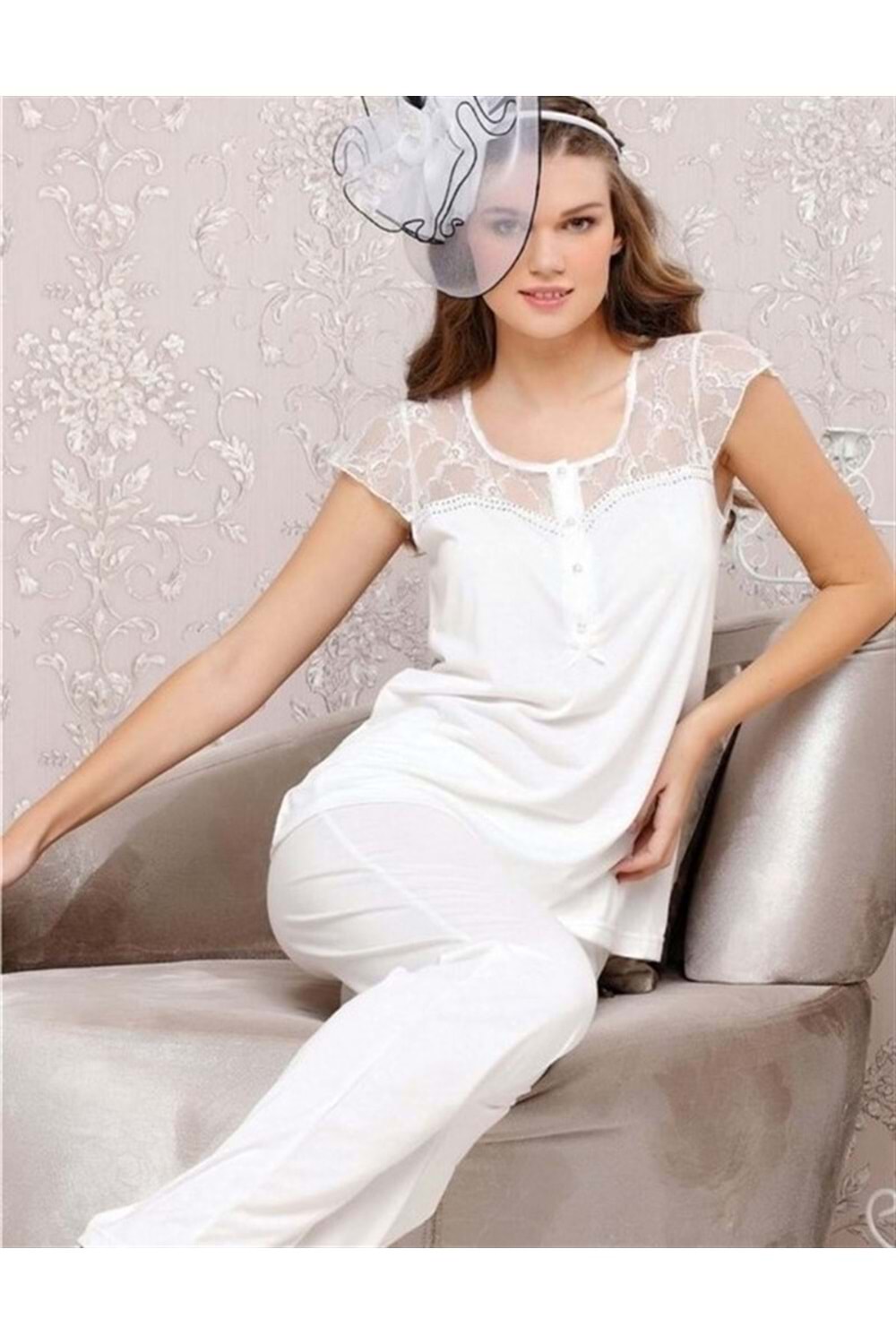 PİJAMA TAKIMI - AQUA - KREM - 42 - 14719-16391