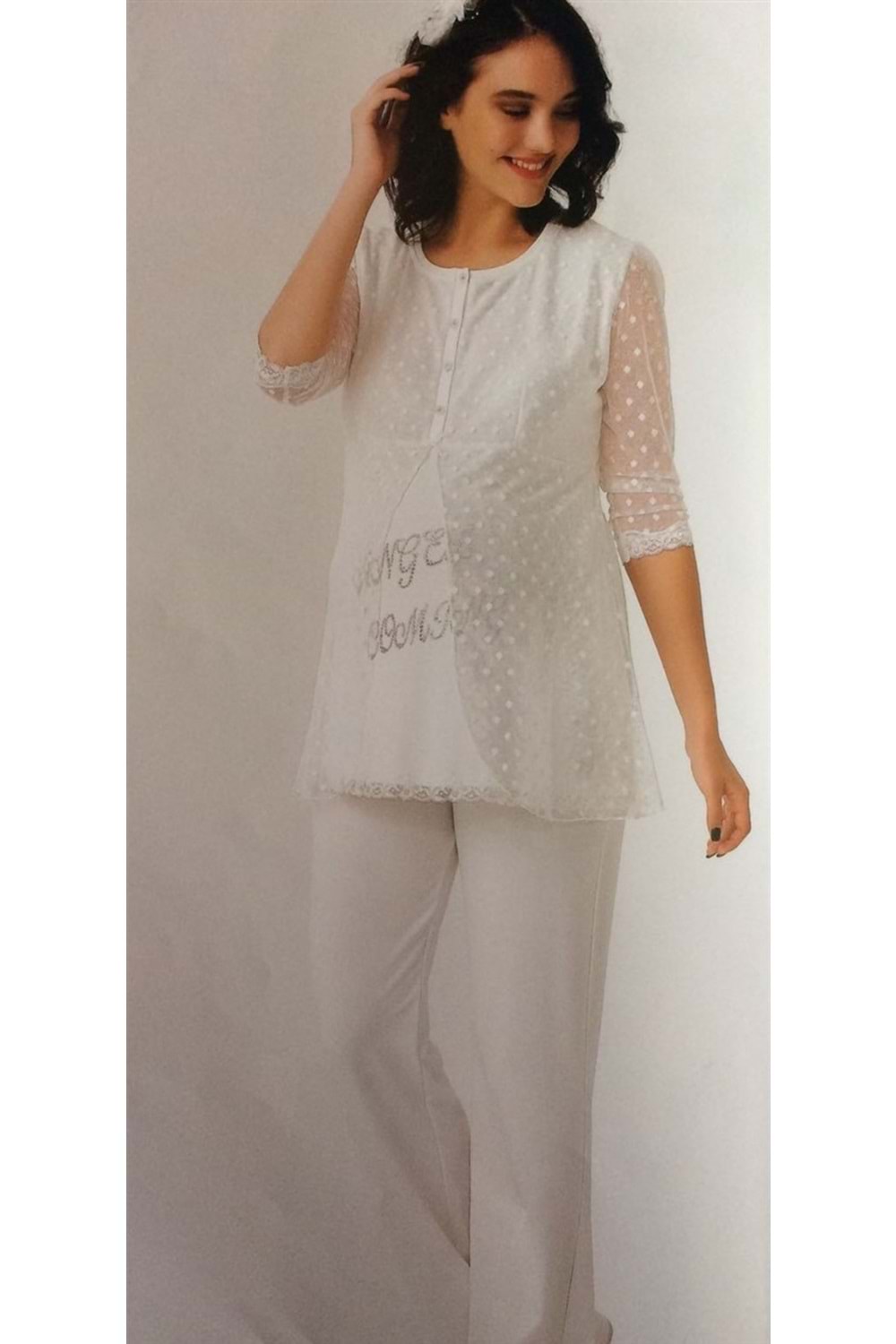 PİJAMA TAKIMI - KREM - 38 - 18039-KREM-38