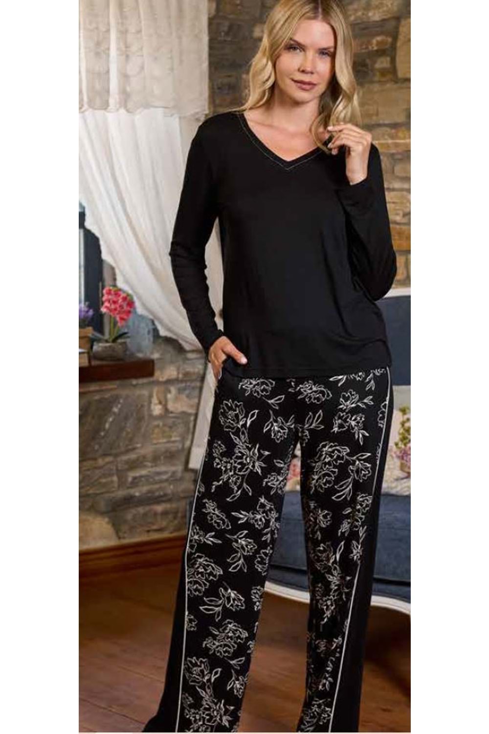 Aqua siyah pijama takımı - AQUA - SİYAH - 38 - 26380-SİYAH-38