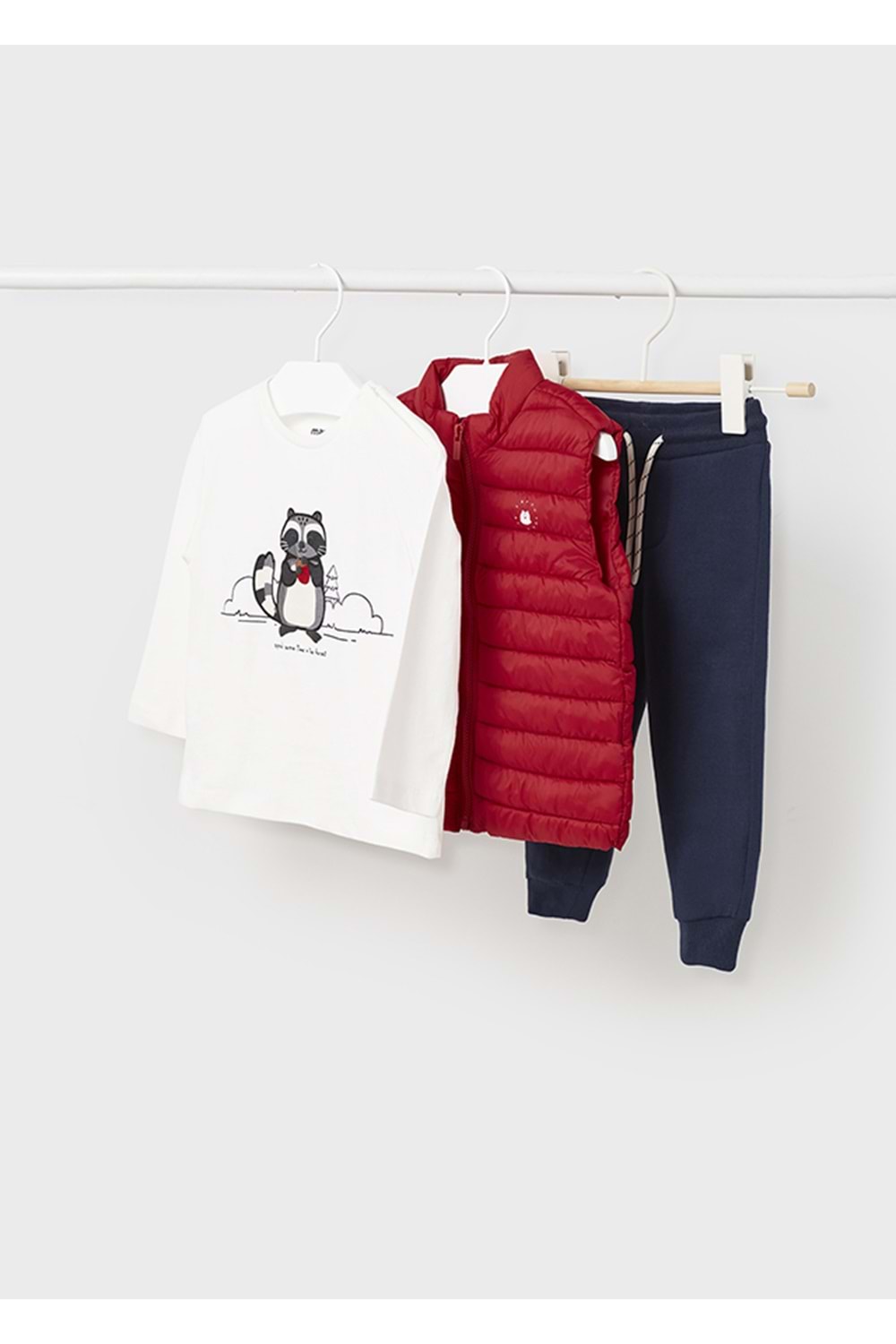 Mayoral Kırmızı Kız Bebek Gömlek Pantolon Yelek Set - MAYORAL - KIRMIZI - 36-AY