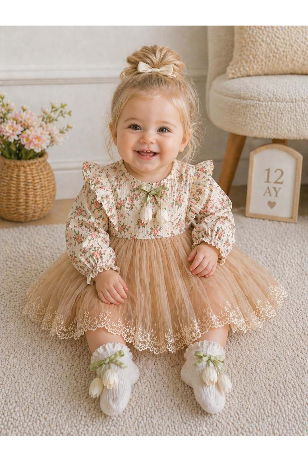 Kız bebek renkli elbise - Çantoy - RENKLİ - 6-9 AY - 3769-RENKLİ-6-9 AY