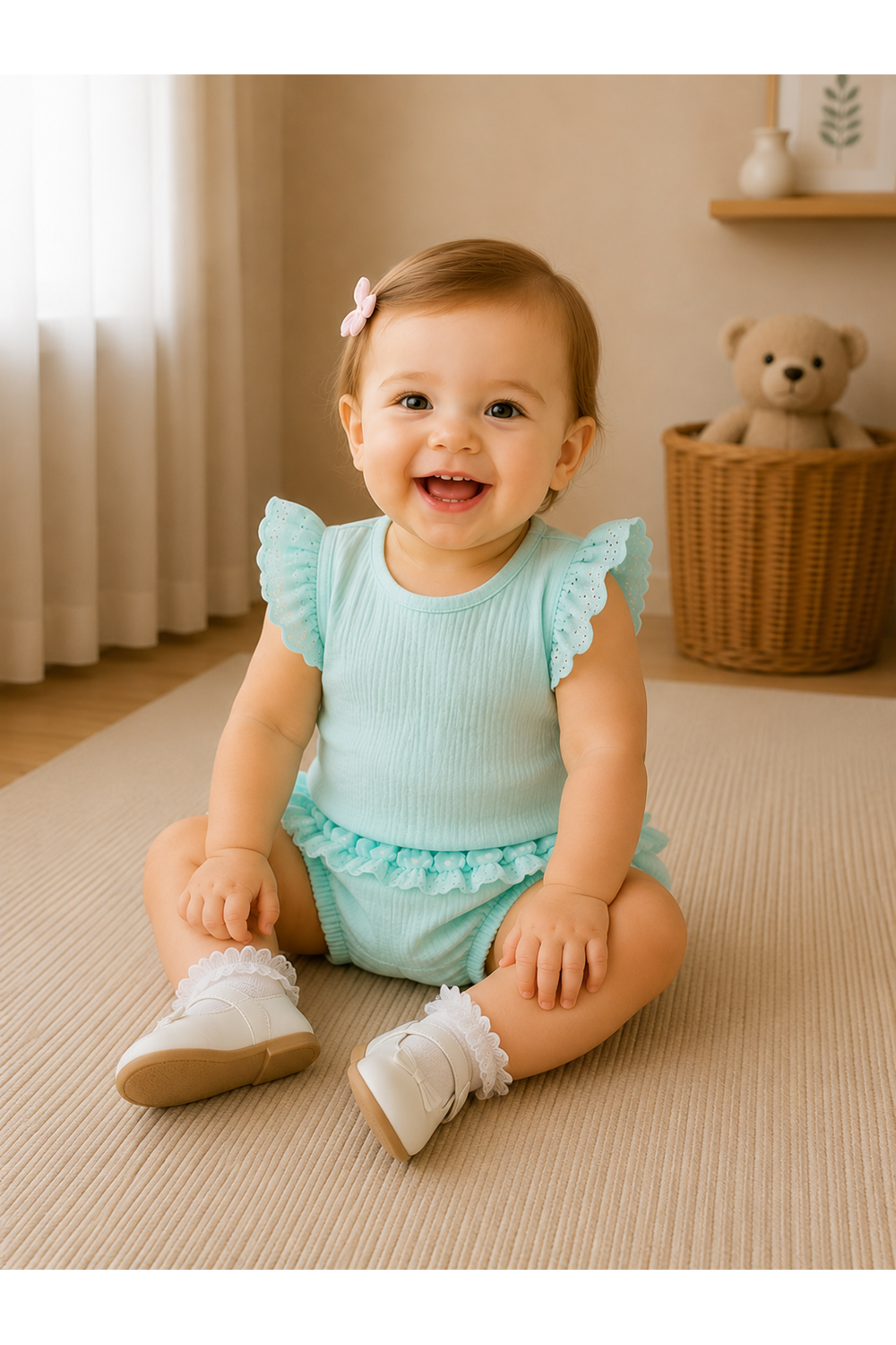 Andywawa 2li Kız Bebek Takım - Andywawa - TURKUAZ - 9-12 AY - AC21683R-TURKUAZ-9-12 AY