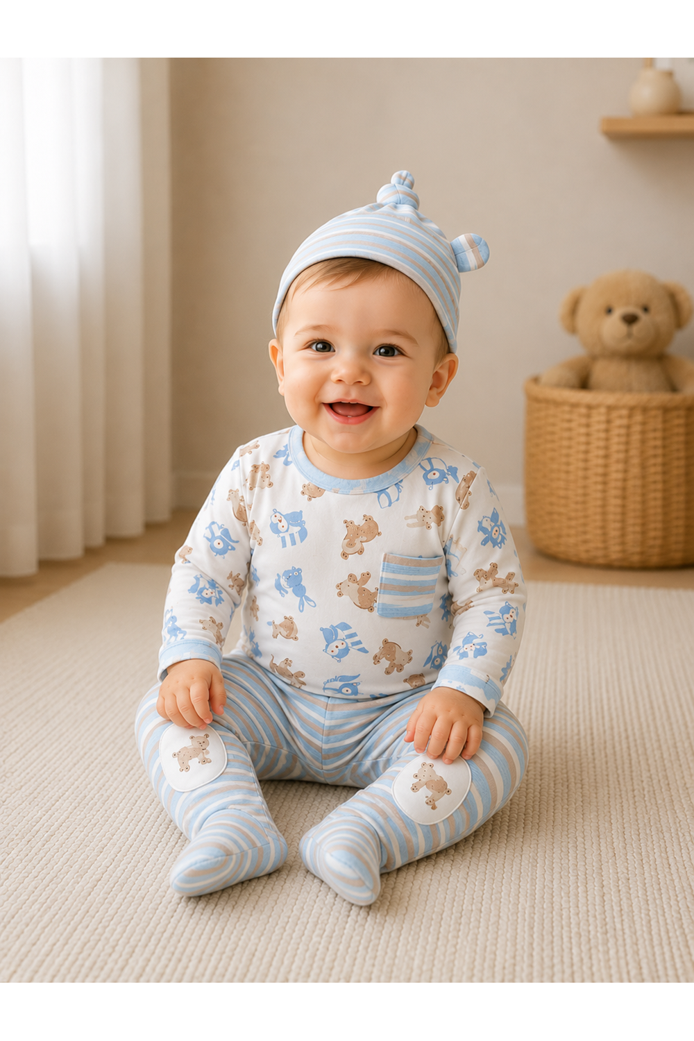 Andywawa Mavi Erkek Bebek 3Lü Takım - Andywawa - MAVİ - 0-3 AY
