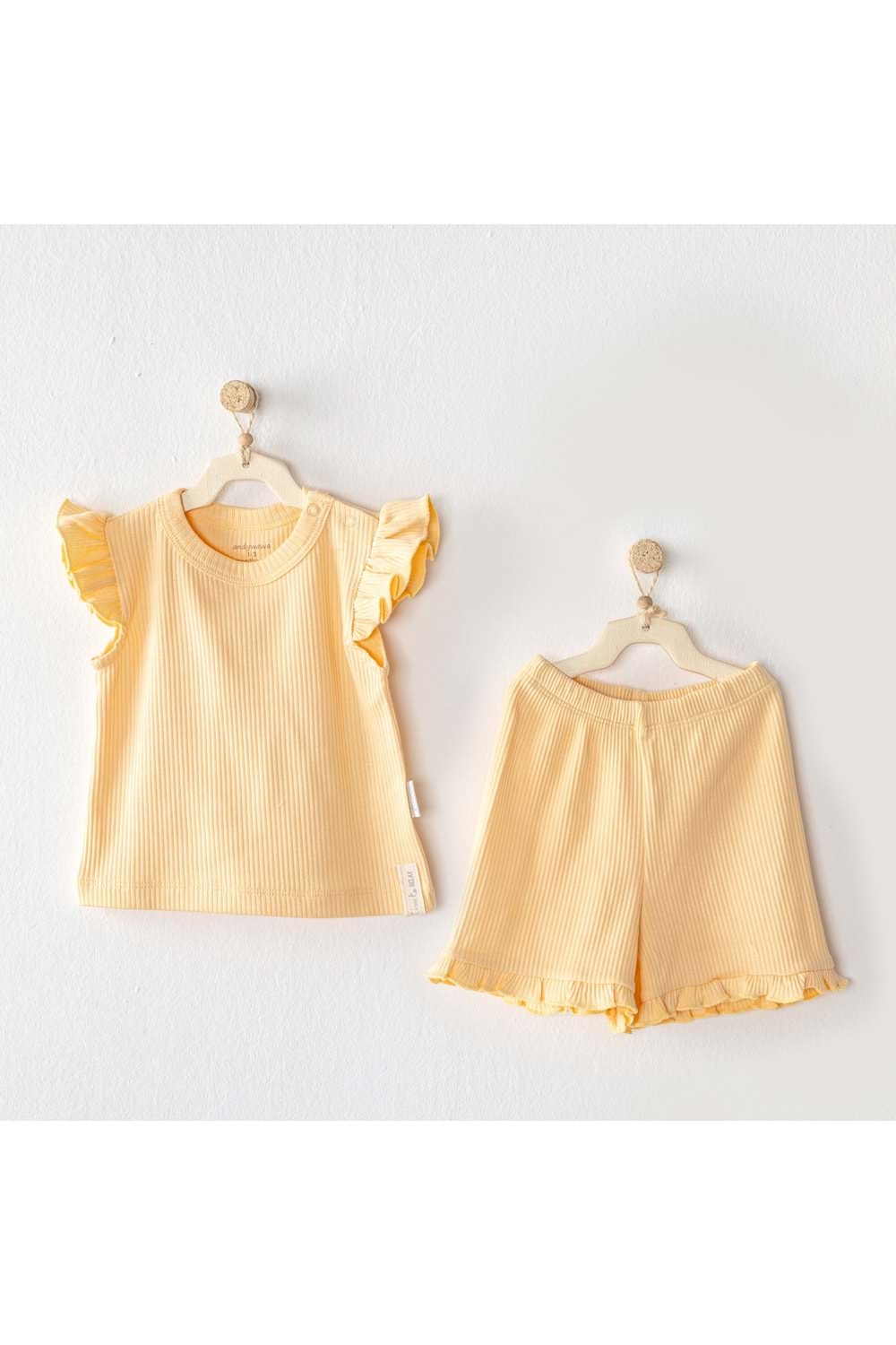 Andywawa Kız Bebek 2 Lİ Şort Takım - Andywawa - SARI - 3-6 AY - AC23655-SARI-3-6 AY