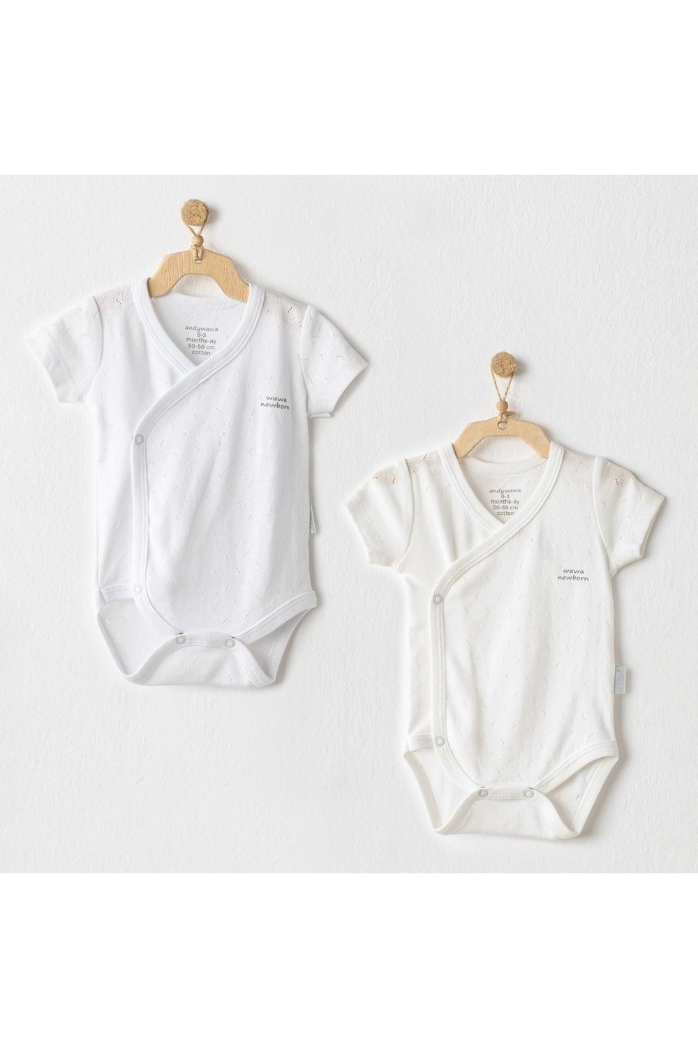 Andywawa Ecru Bebek Body 2 Lı - Andywawa - ECRU - 1-3 AY - AC23775-ECRU-1-3 AY
