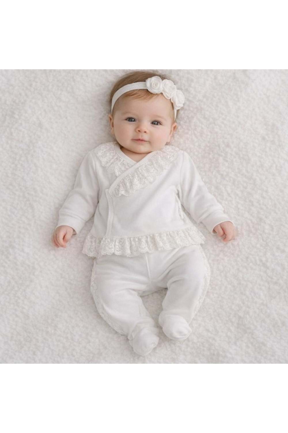 Andywawa Bebek Zıbın Takım 3 Lü - Andywawa - ECRU - 3-6 AY - AC24263-ECRU-3-6 AY