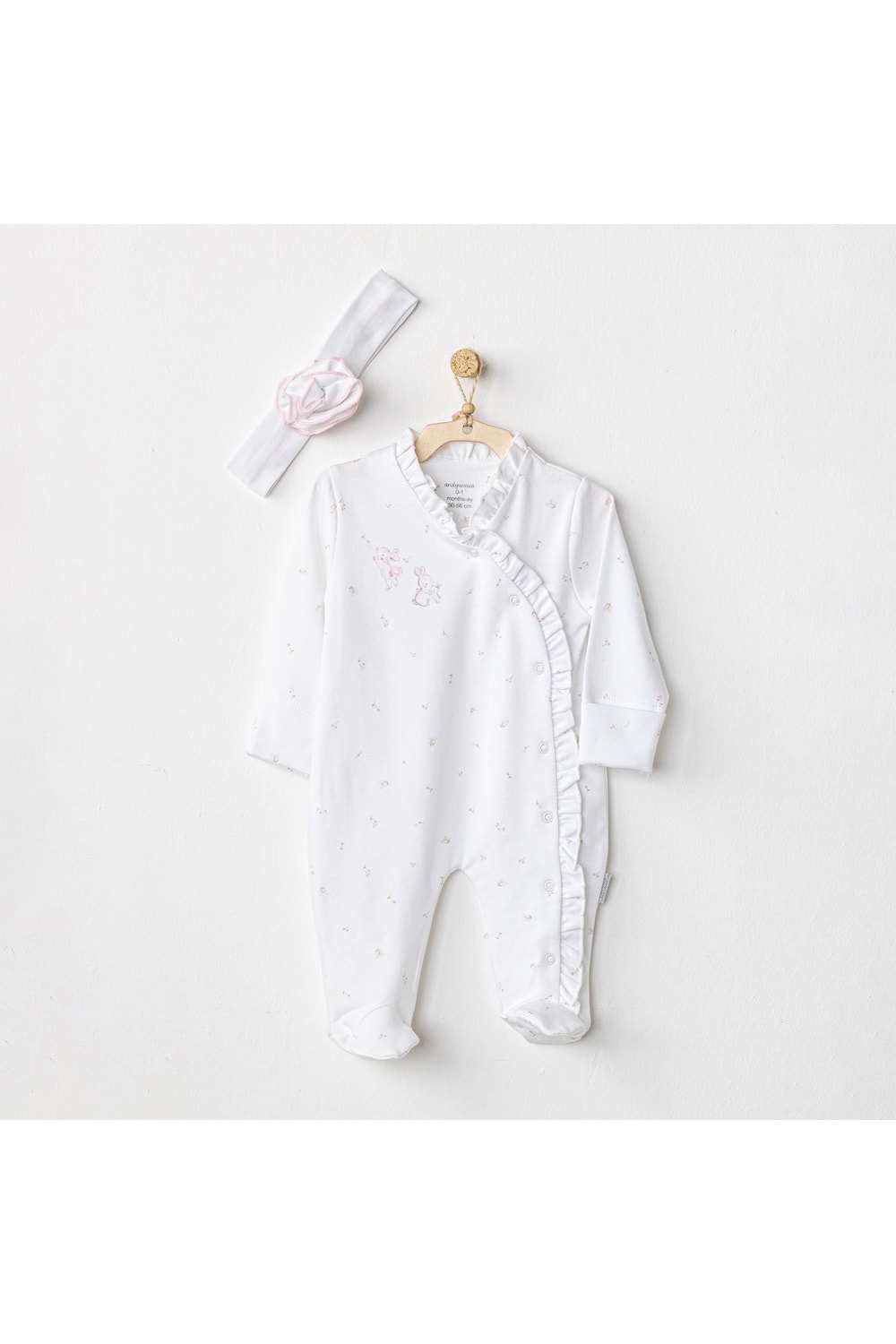 Andywawa Beyaz Bebek Tulum Takım - Andywawa - BEYAZ - 6-9 AY - AC24653-BEYAZ-6-9 AY