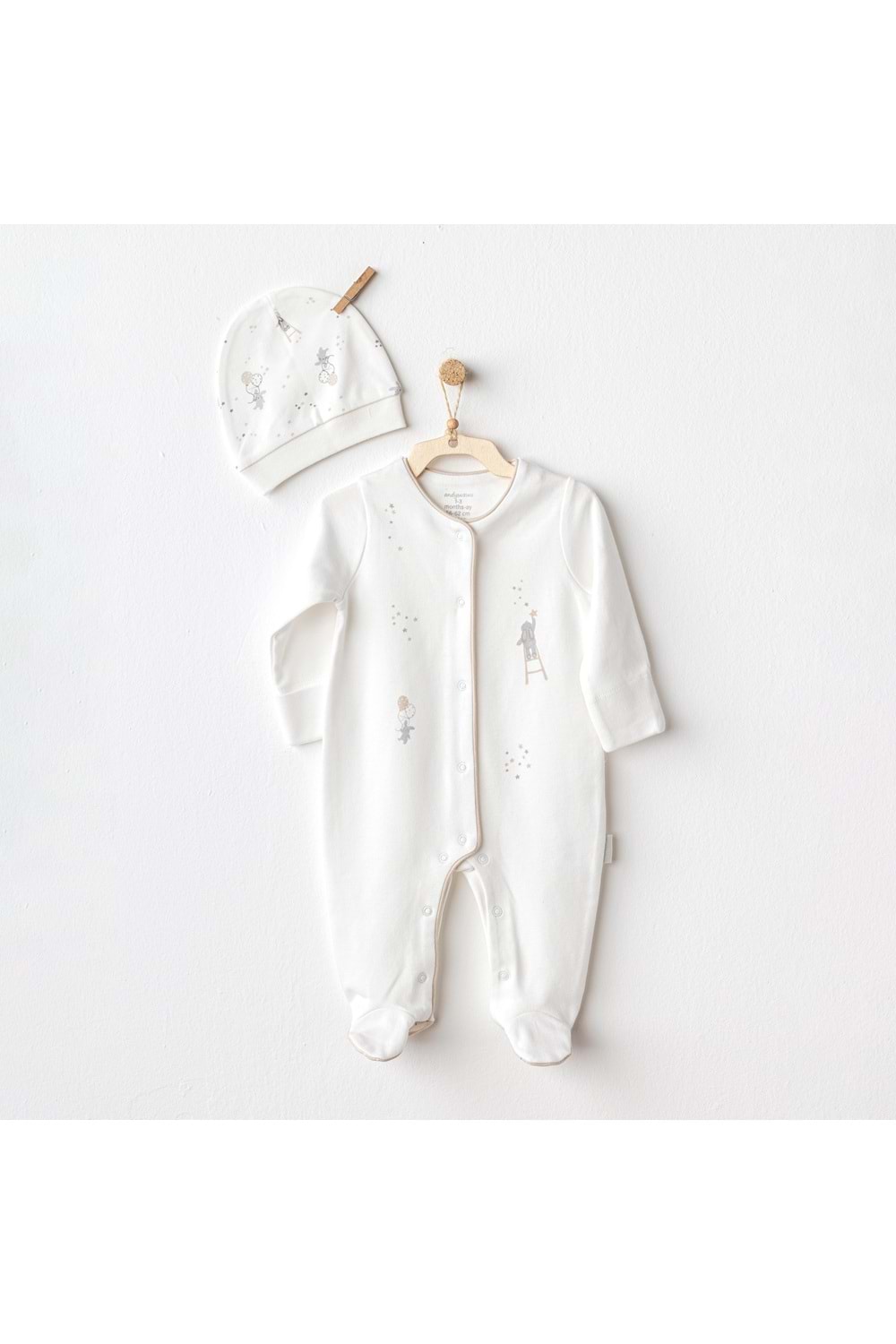Andywawa Erkek Bebek Tulum Takım - Andywawa - ECRU - 6-9 AY - AC25063-ECRU-6-9 AY
