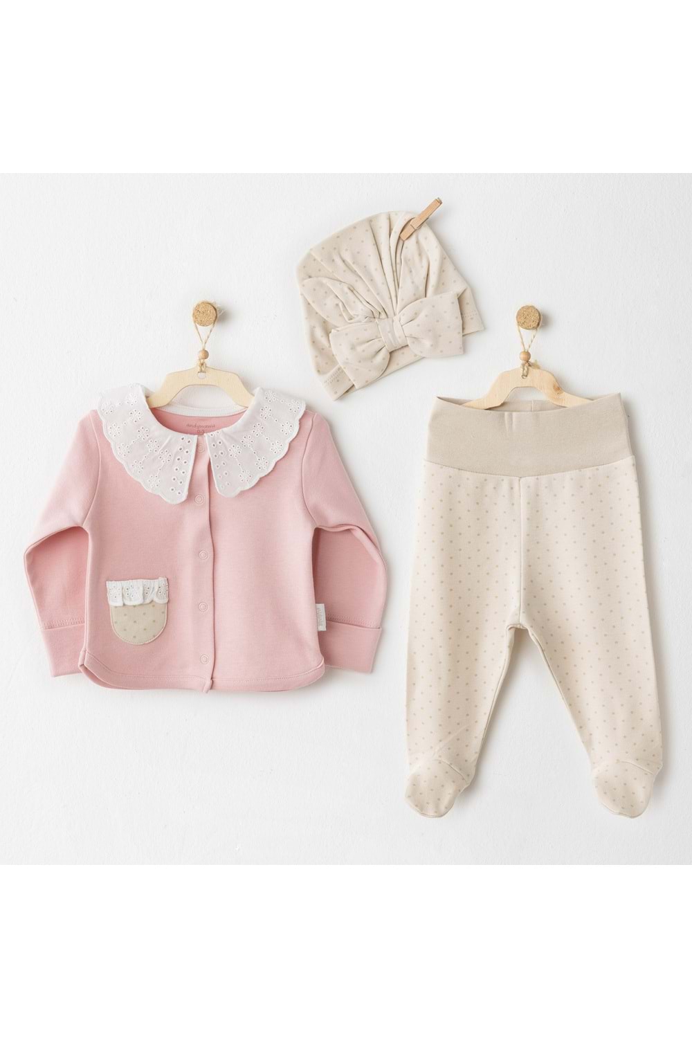 Andywawa Kız Bebek 3 lü Takım - Andywawa - PEMBE - 3-6 AY - AC26044-PEMBE-3-6 AY