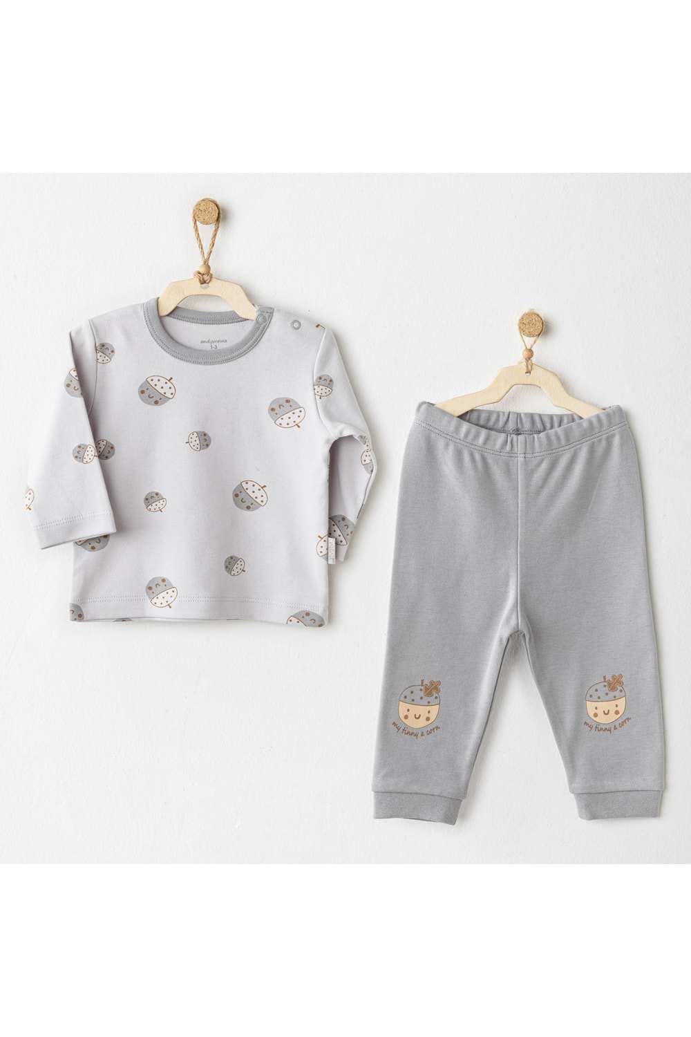 Andywawa Erkek Bebek 2Li Takım - Andywawa - GRİ - 9-12 AY - AC26105-GRİ-9-12 AY