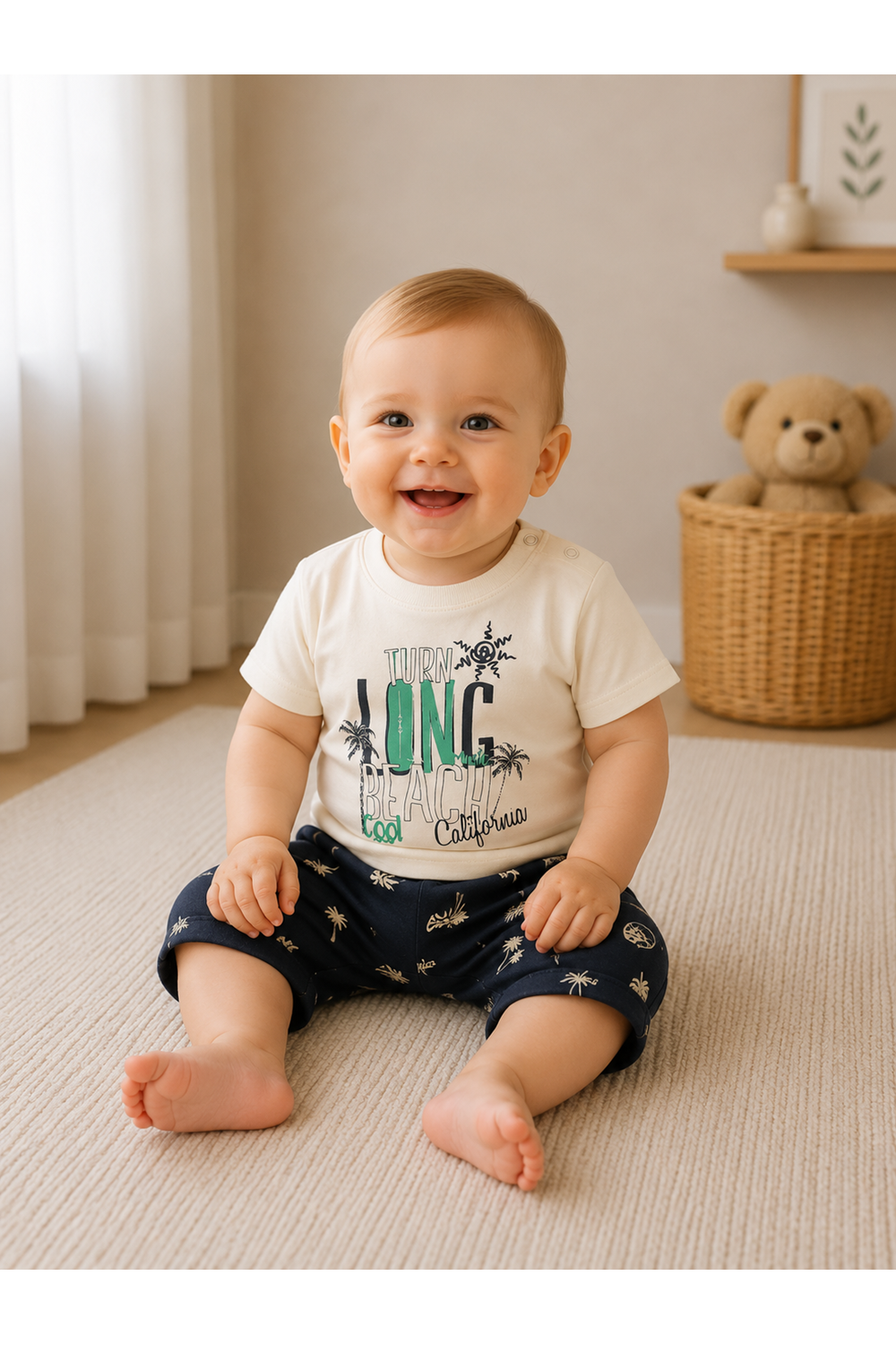 ÇİKO BY Siyah Erkek Bebek Tshirt Desenli Şort - ÇİKO BY - SİYAH - 6-9 AY